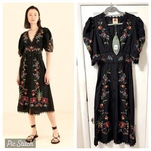 NWT Farm Rio Black Cross Stitch Dress -XS